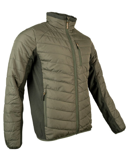 Green coloured Jack Pyke Hybrid Jacket on white background 