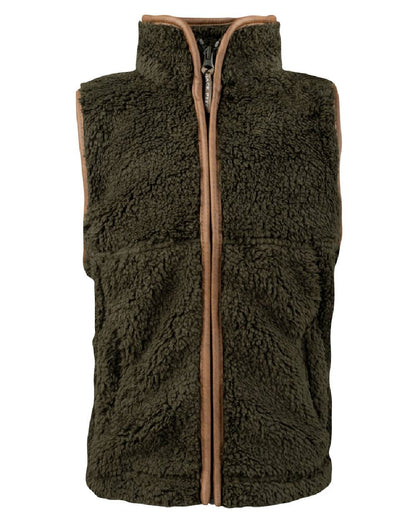 Dark Olive coloured Jack Pyke Junior Sherpa Fleece Gilet on white background 