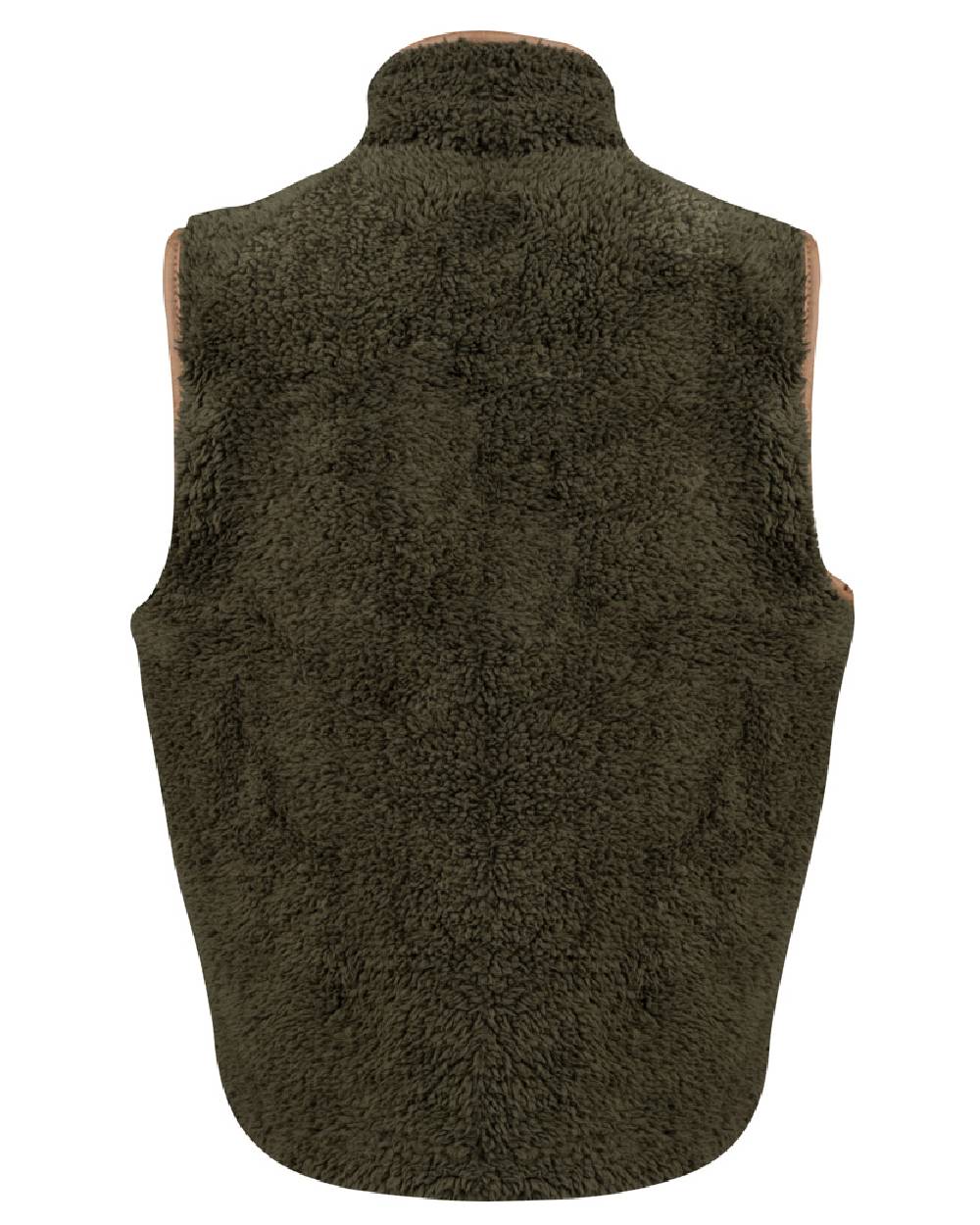 Dark Olive coloured Jack Pyke Junior Sherpa Fleece Gilet on white background 