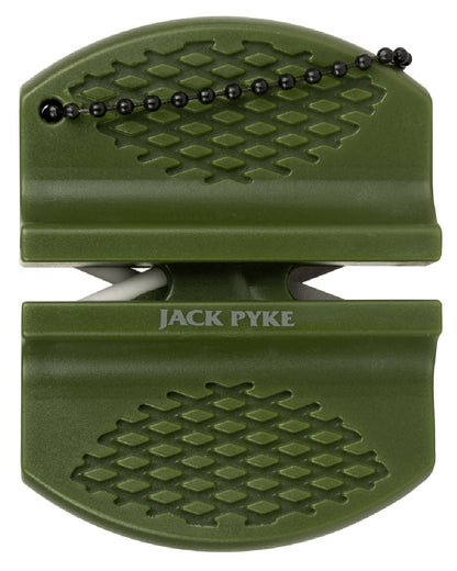 Green coloured Jack Pyke Knife Sharpener on white background 