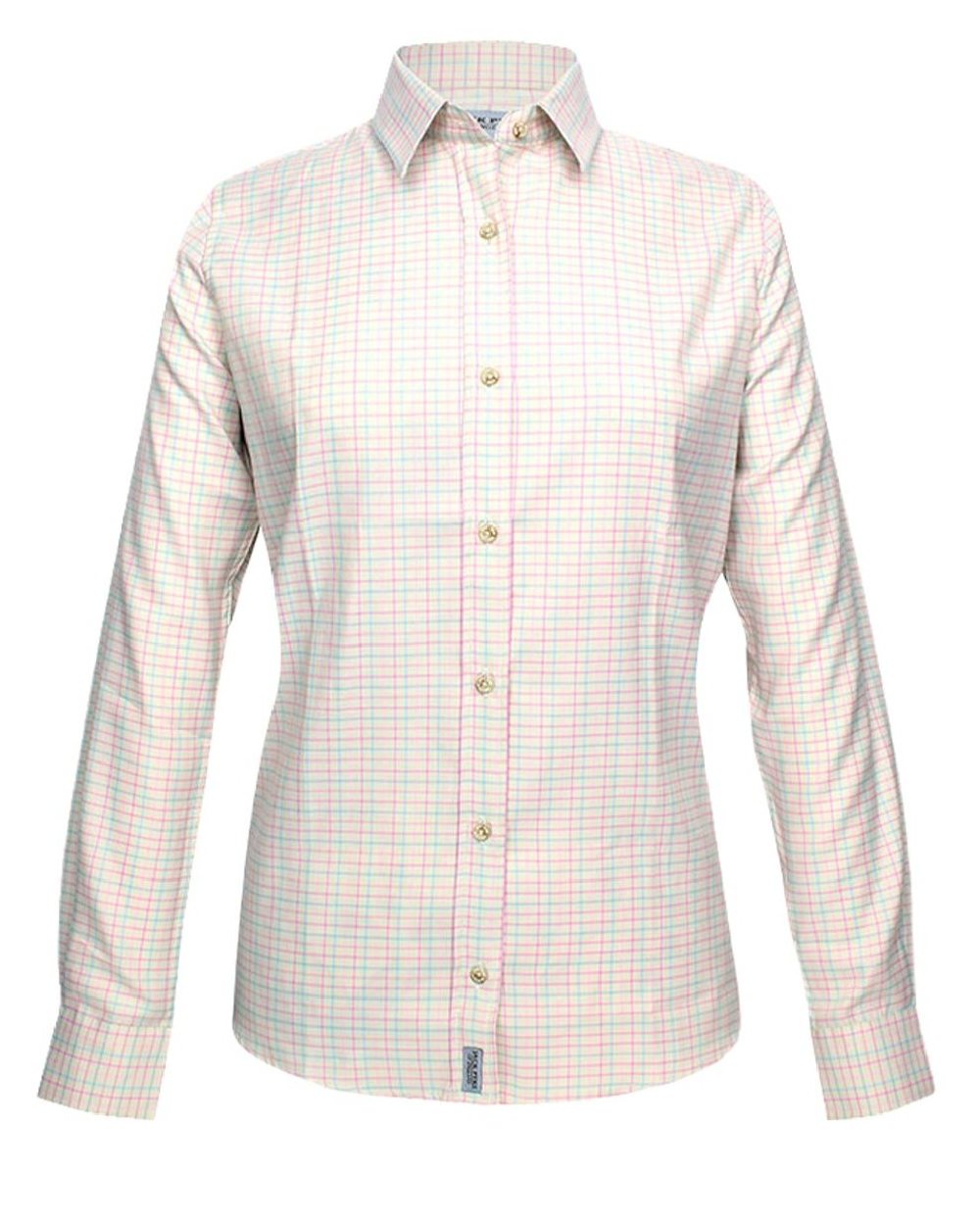 Check Pink coloured Jack Pyke Ladies Countryman Shirt on white background 