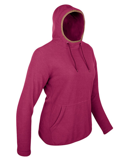 Roselle coloured Jack Pyke Ladies Fleece Hoodie on white background 