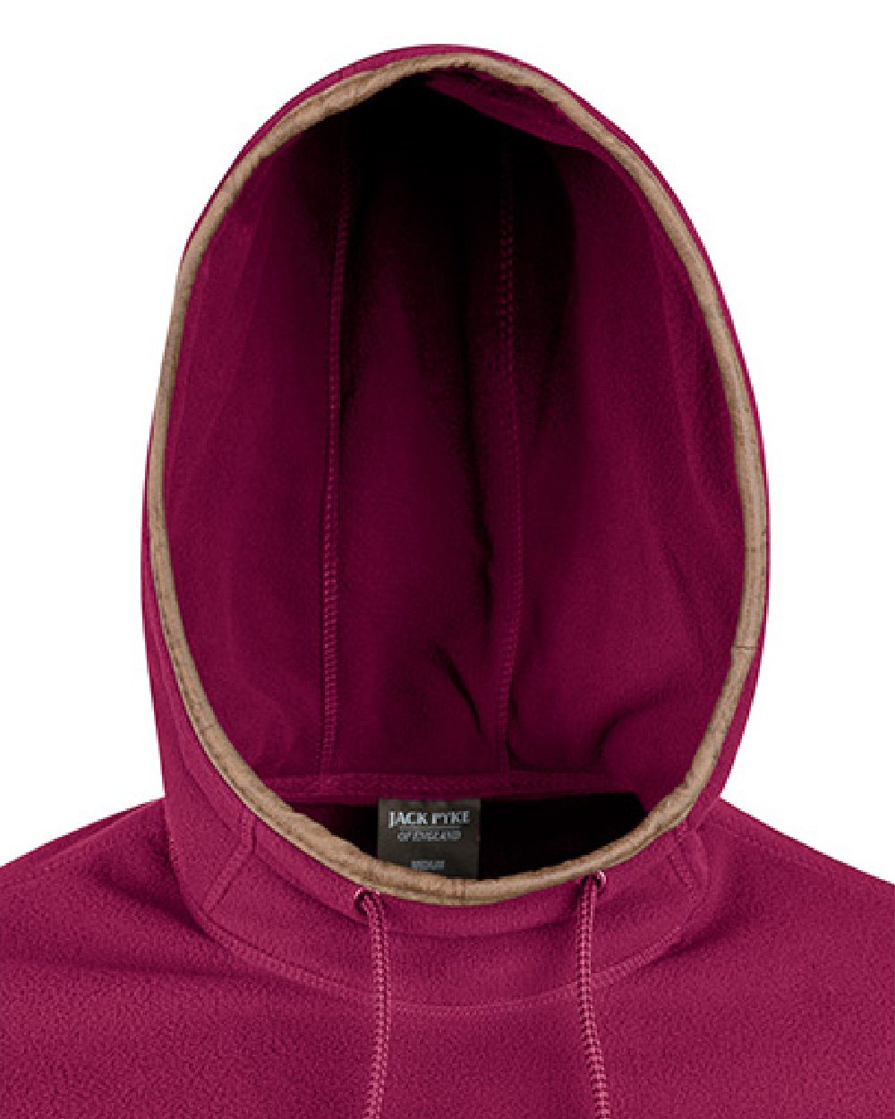 Roselle coloured Jack Pyke Ladies Fleece Hoodie on white background 