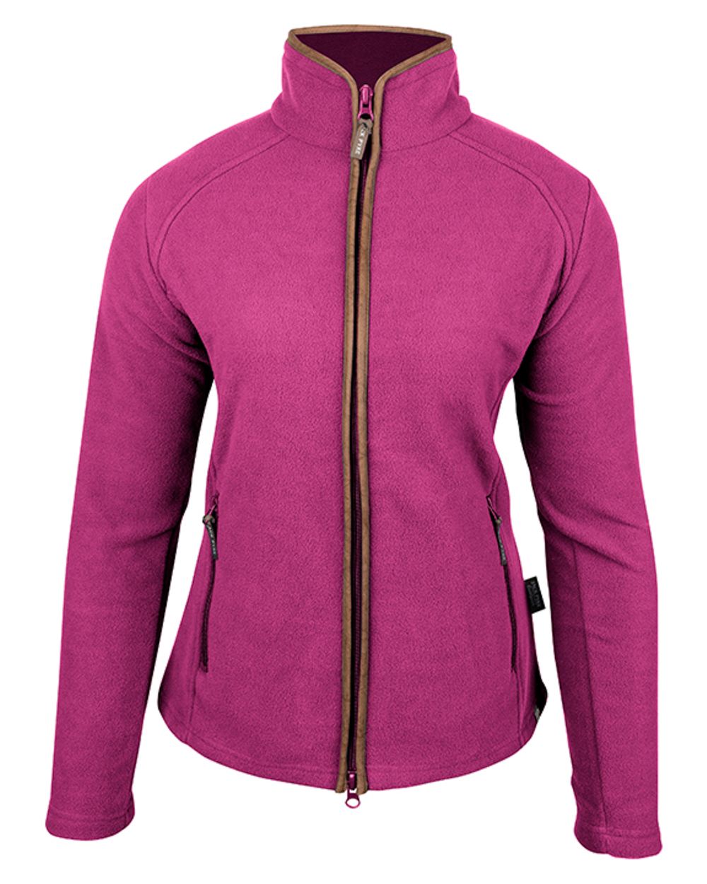 Roselle coloured Jack Pyke Ladies Fleece Jacket on white background 