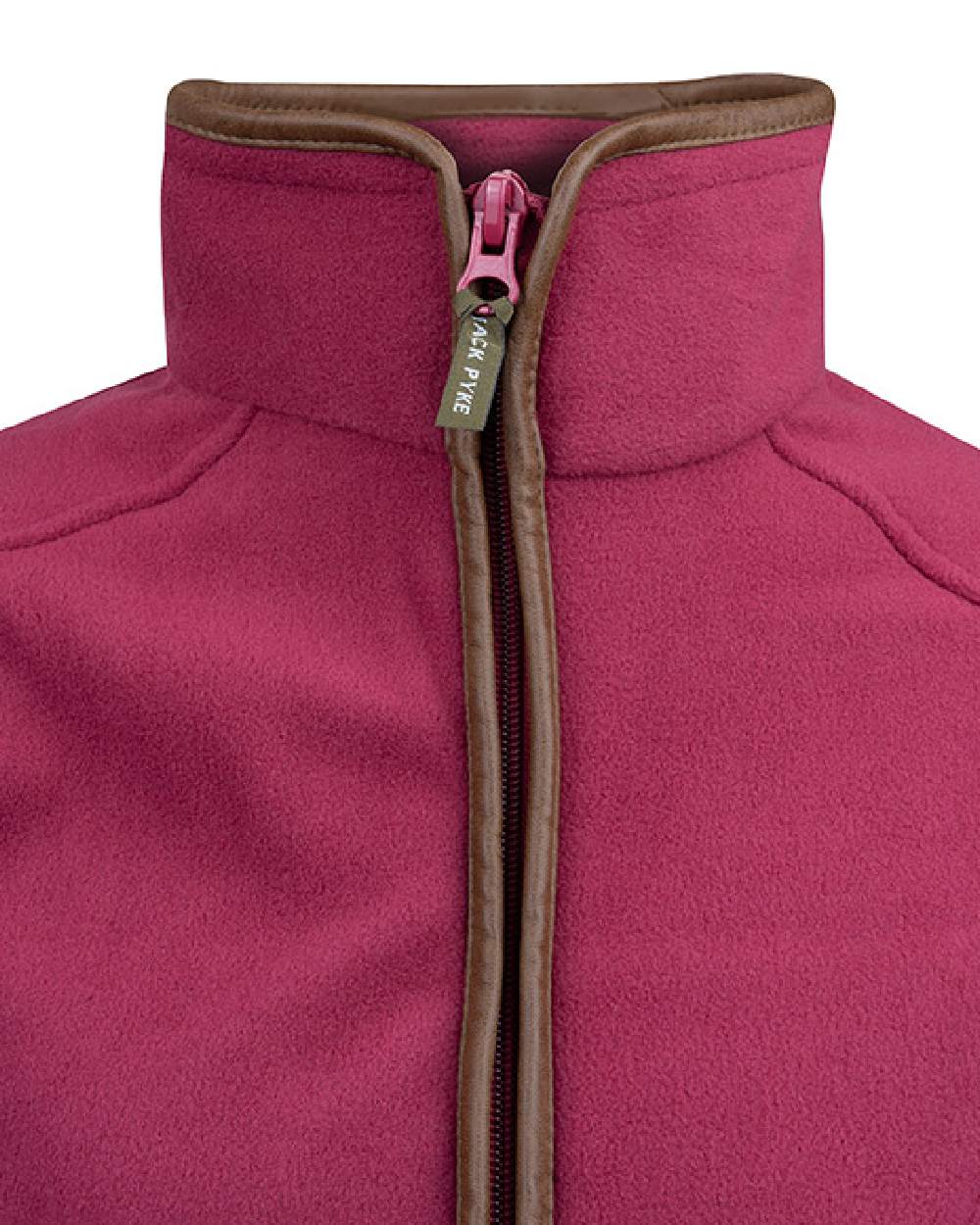 Roselle coloured Jack Pyke Ladies Fleece Jacket on white background 