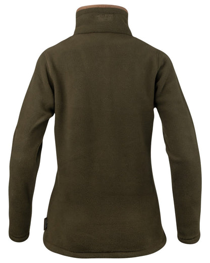 Dark Olive coloured Jack Pyke Ladies Fleece Pullover on white background 