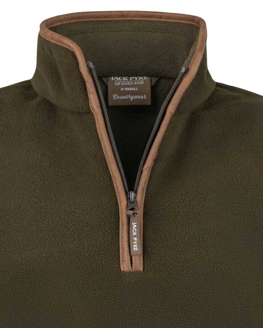 Dark Olive coloured Jack Pyke Ladies Fleece Pullover on white background 
