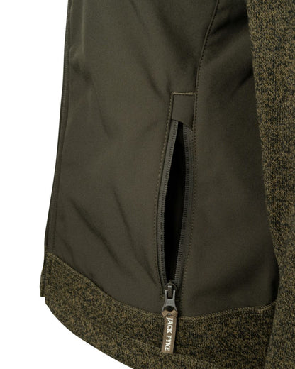 Green coloured Jack Pyke Ladies Hybrid Jacket on white background 