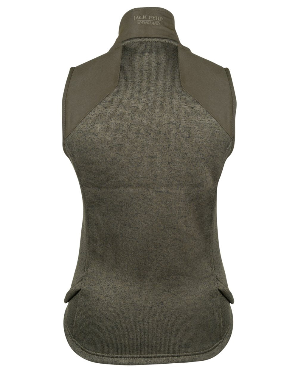 Dark Olive coloured Jack Pyke Ladies Melange Fleece Gilet on white background 
