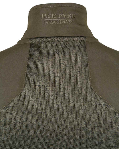 Dark Olive coloured Jack Pyke Ladies Melange Fleece Gilet on white background 