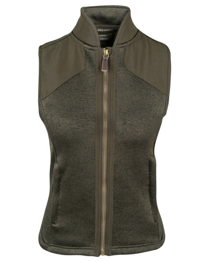 Dark Olive coloured Jack Pyke Ladies Melange Fleece Gilet on white background 