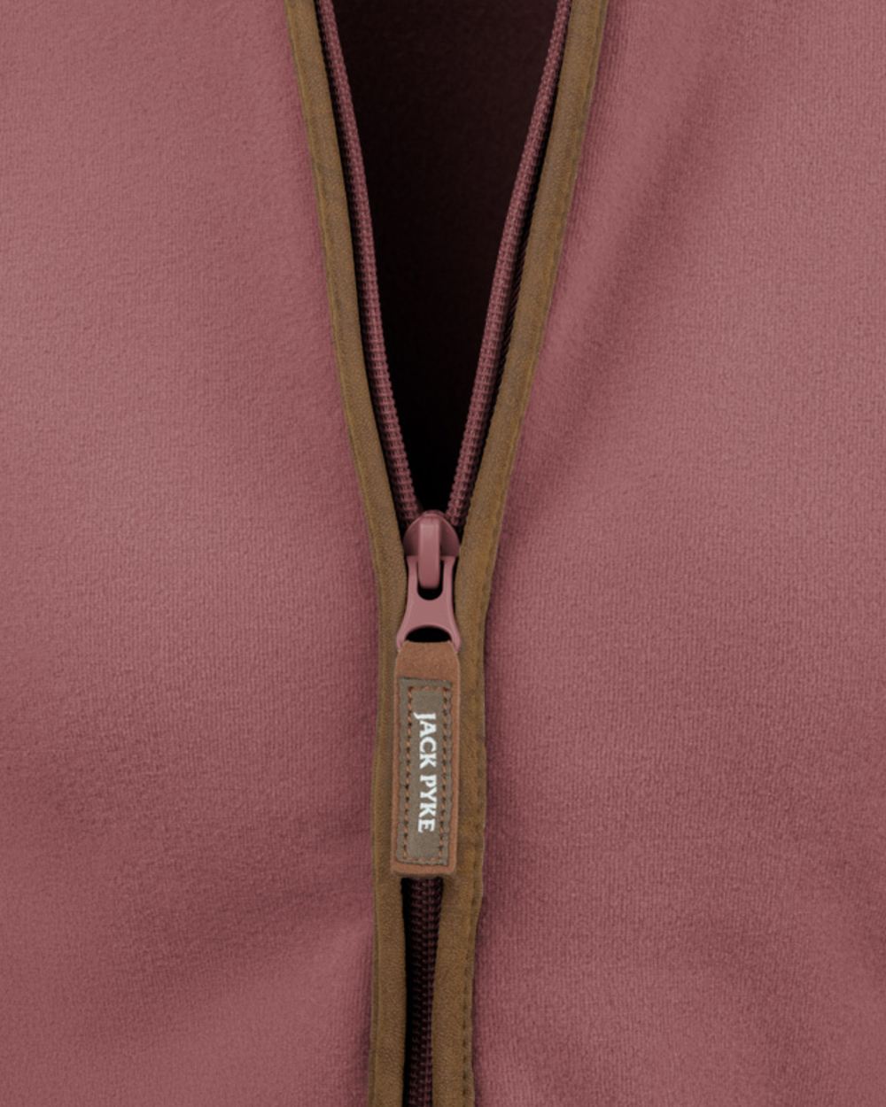 Burnt Copper coloured Jack Pyke Ladies Recycled Fleece Jacket on white background 
