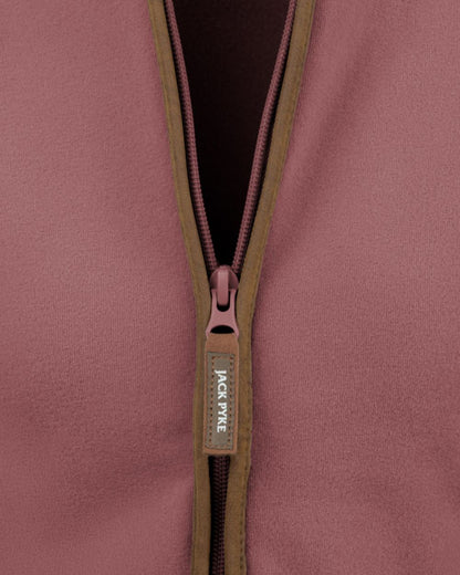 Burnt Copper coloured Jack Pyke Ladies Recycled Fleece Jacket on white background 