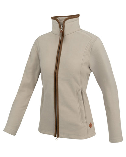 Mushroom coloured Jack Pyke Ladies Recycled Fleece Jacket on white background 