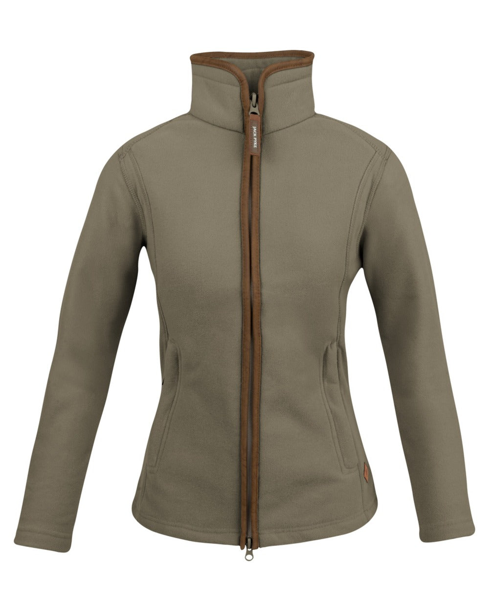 Shiitake coloured Jack Pyke Ladies Recycled Fleece Jacket on white background 