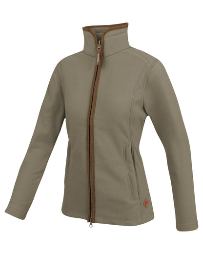 Shiitake coloured Jack Pyke Ladies Recycled Fleece Jacket on white background 