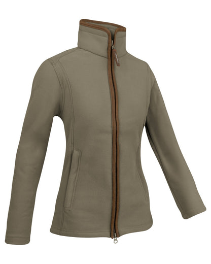 Shiitake coloured Jack Pyke Ladies Recycled Fleece Jacket on white background 