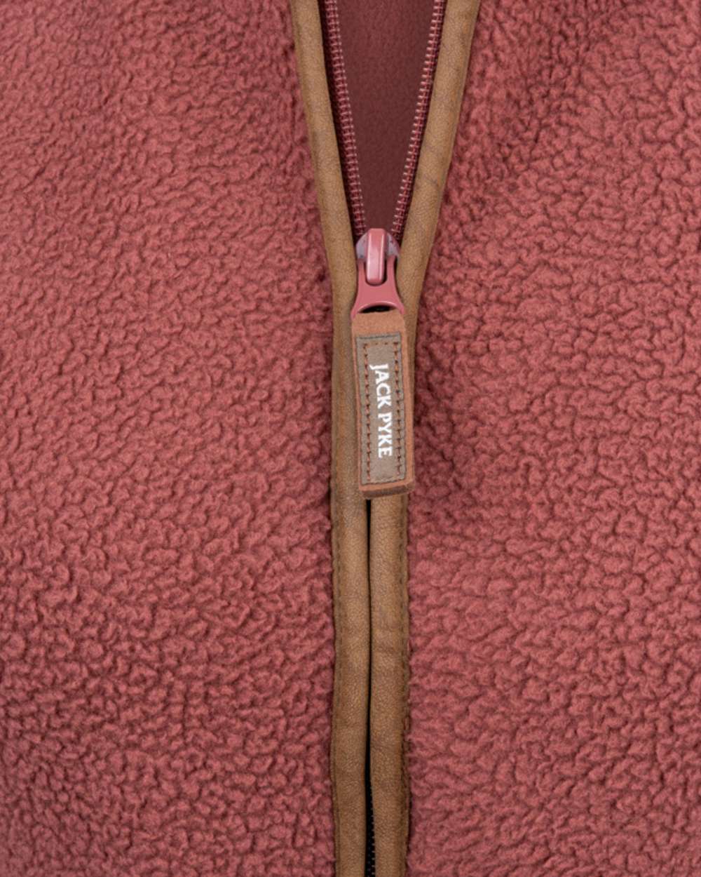 Burnt copper coloured Jack Pyke Ladies Sherpa Fleece Gilet on white background 