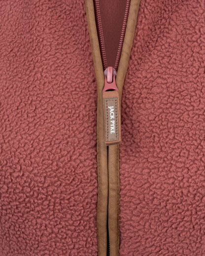 Burnt copper coloured Jack Pyke Ladies Sherpa Fleece Gilet on white background 