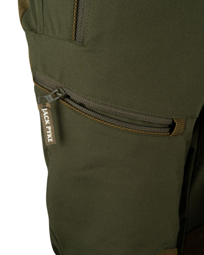 Green coloured Jack Pyke Ladies Technical Trousers on white background 