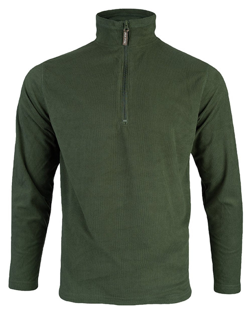 Green coloured Jack Pyke Lightweight Fleece Top on white background 