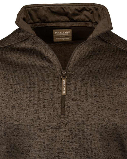 Brown Fleck Coloured Jack Pyke Melange Quarter Zip Fleece On A White Background 