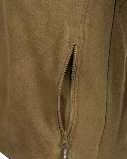 Dark Mustard Coloured Jack Pyke Mens Bleasdale Half Zip Fleece Top on white background 