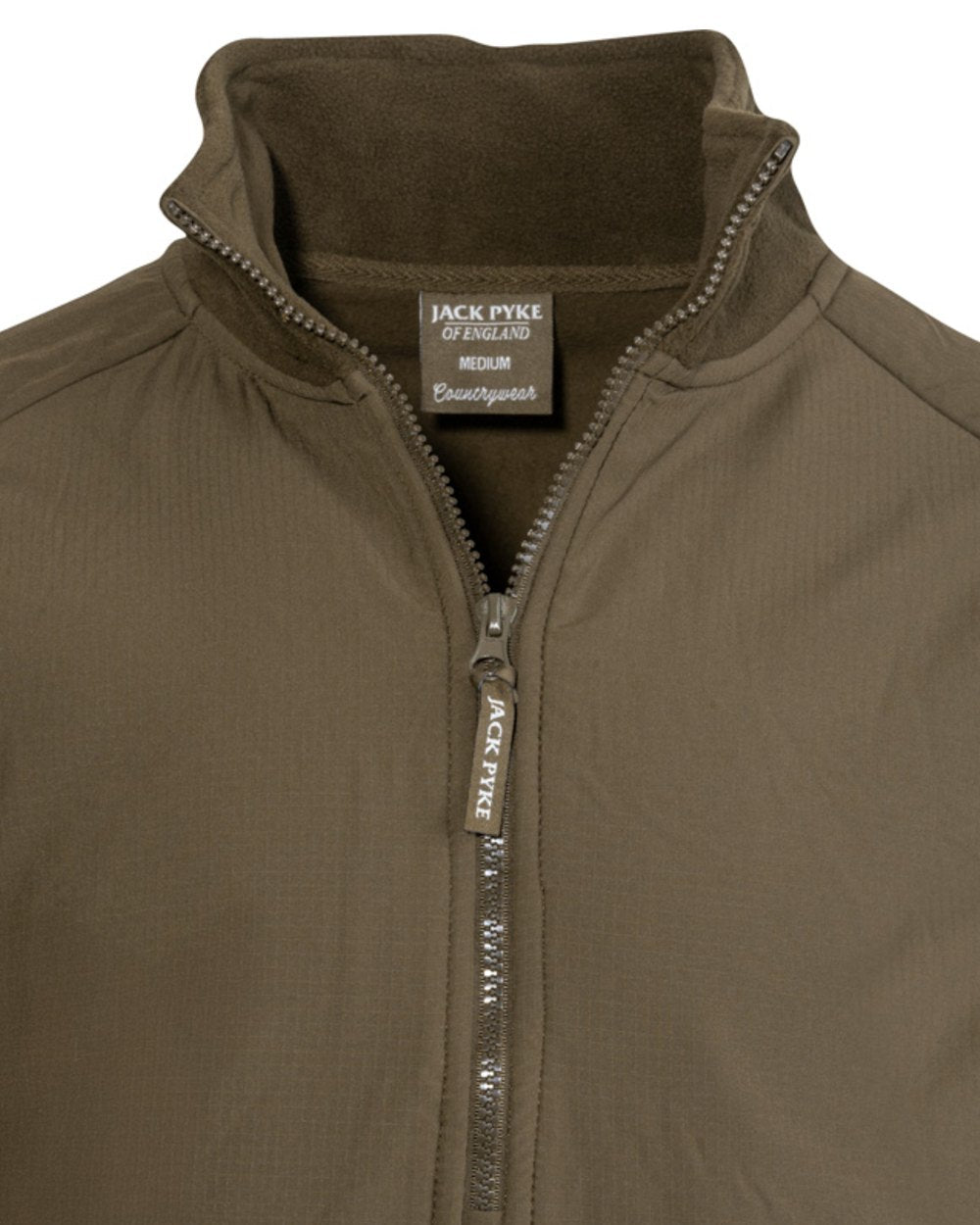 Dark Olive Coloured Jack Pyke Mens Bleasdale Half Zip Fleece Top on white background 