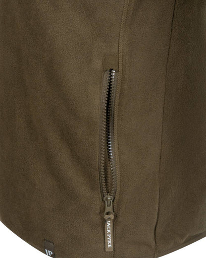 Dark Olive Coloured Jack Pyke Mens Bleasdale Half Zip Fleece Top on white background 