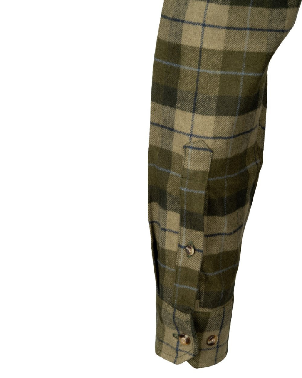 Green coloured Jack Pyke Mens Bleasdale Heavy Flannel Shirt on white background 