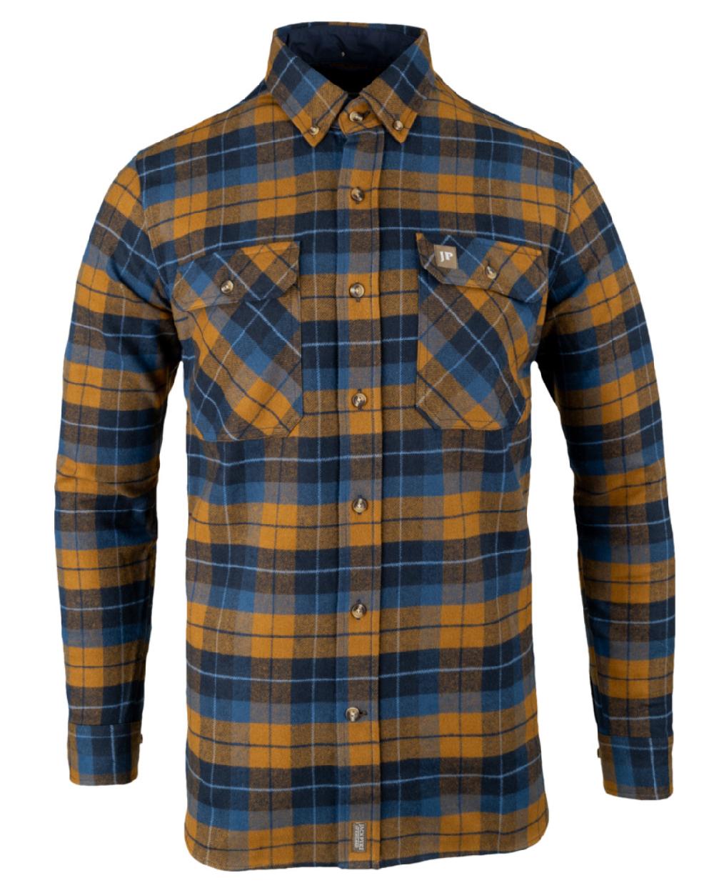 Navy Russet coloured Jack Pyke Mens Bleasdale Heavy Flannel Shirt on white background 