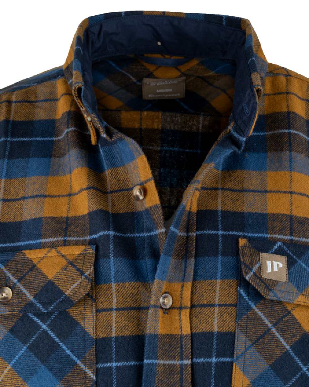 Navy Russet coloured Jack Pyke Mens Bleasdale Heavy Flannel Shirt on white background 