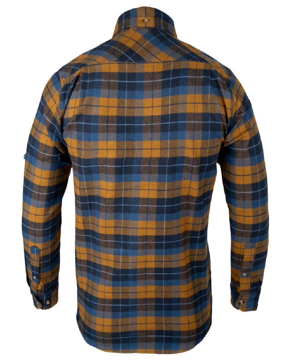 Navy Russet coloured Jack Pyke Mens Bleasdale Heavy Flannel Shirt on white background 