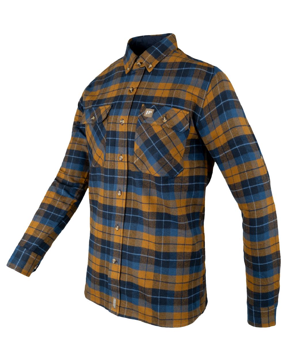 Navy Russet coloured Jack Pyke Mens Bleasdale Heavy Flannel Shirt on white background 