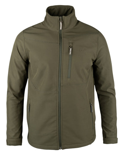 Green coloured Jack Pyke Mens Bleasdale Softshell Jacket on white background 