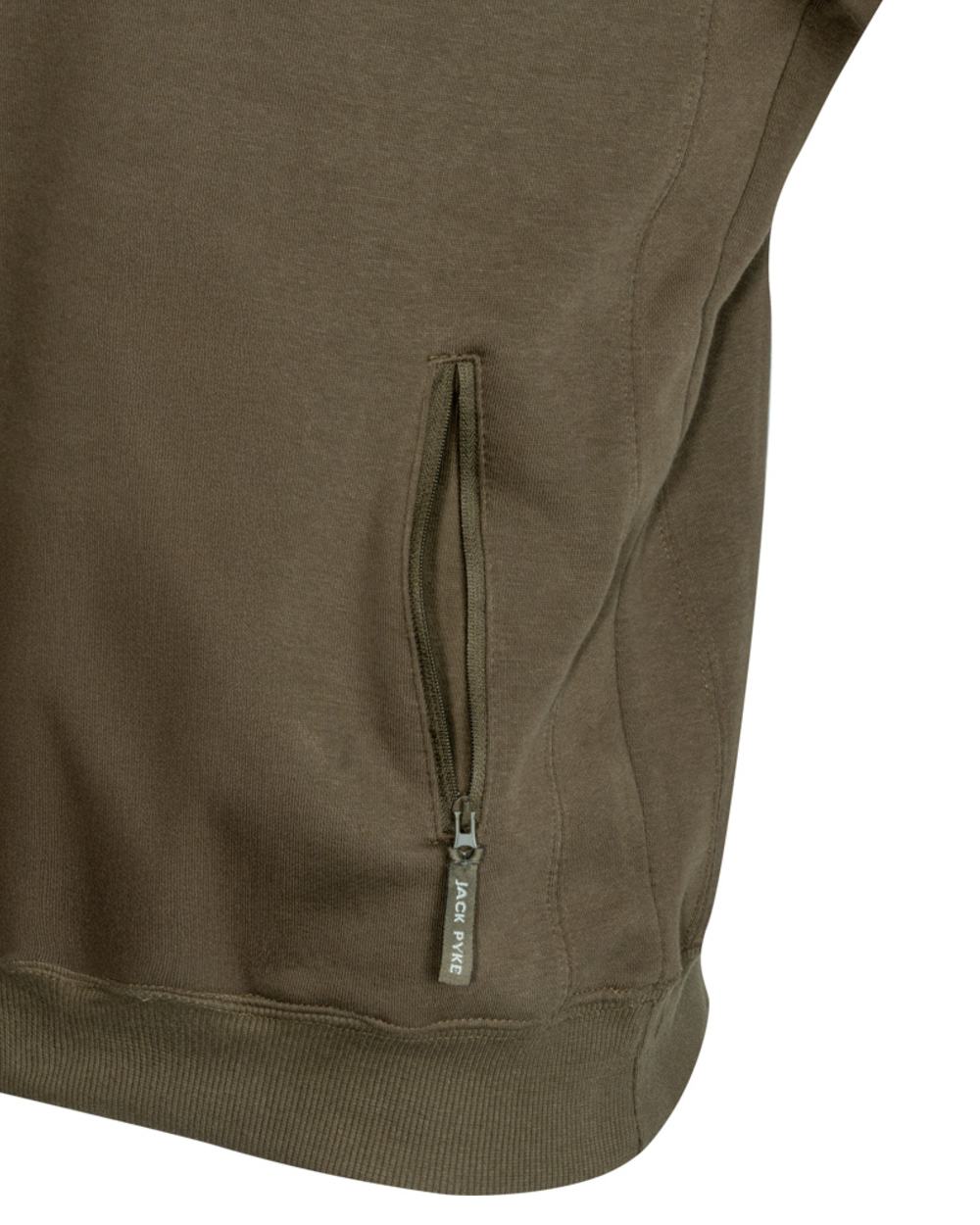 Olive Coloured Jack Pyke Mens Dalesman Hoodie on white background 
