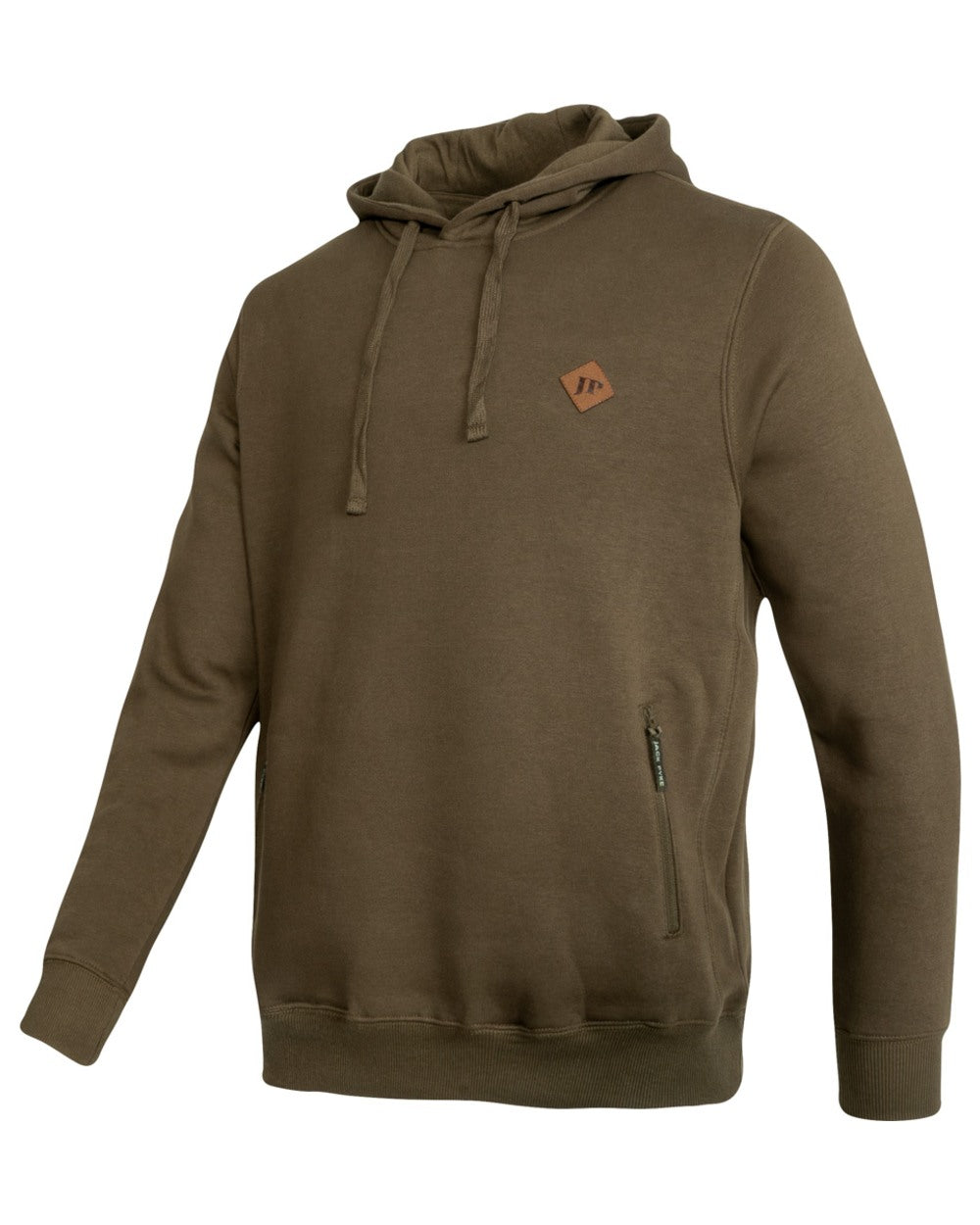Olive Coloured Jack Pyke Mens Dalesman Hoodie on white background 