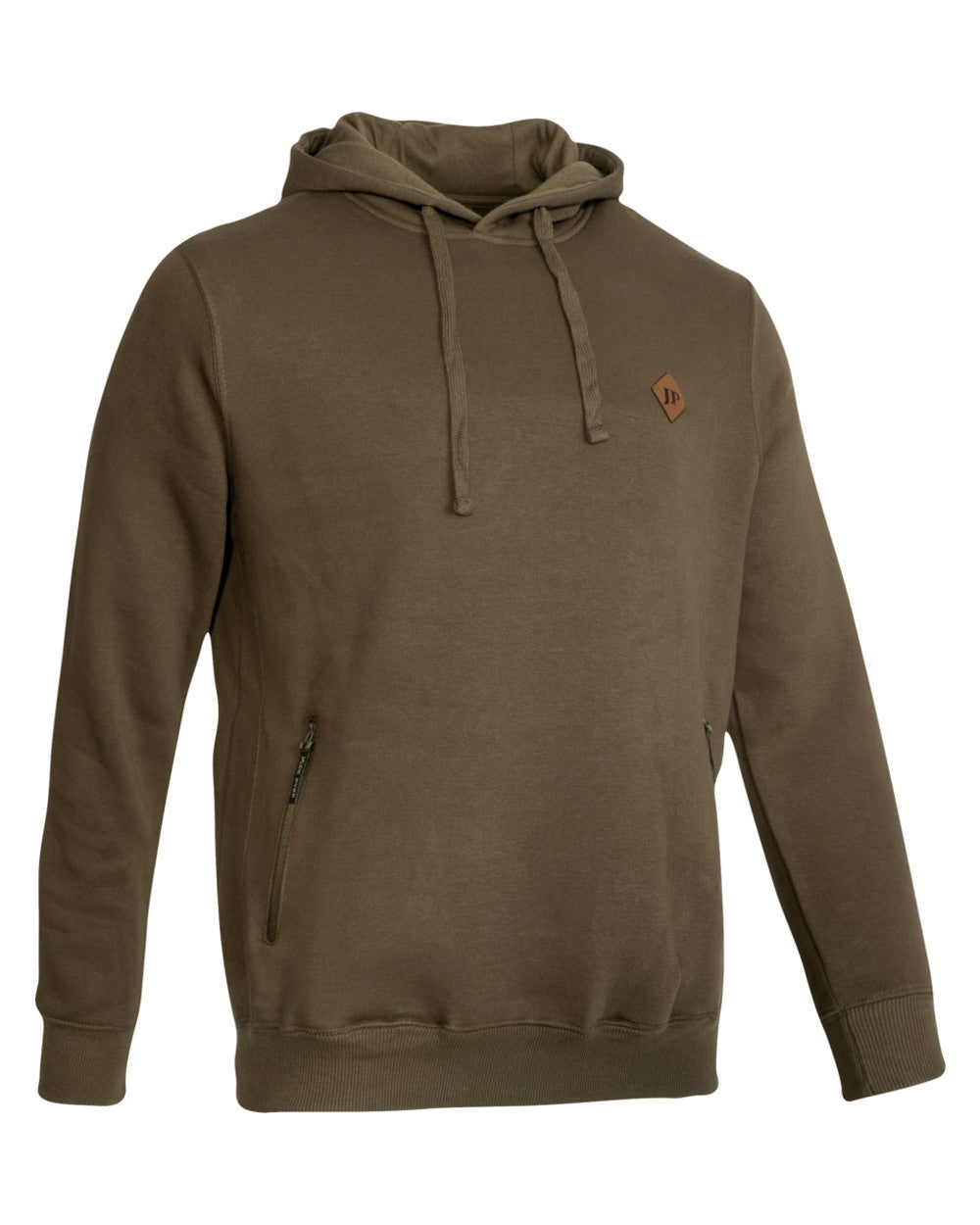 Olive Coloured Jack Pyke Mens Dalesman Hoodie on white background 