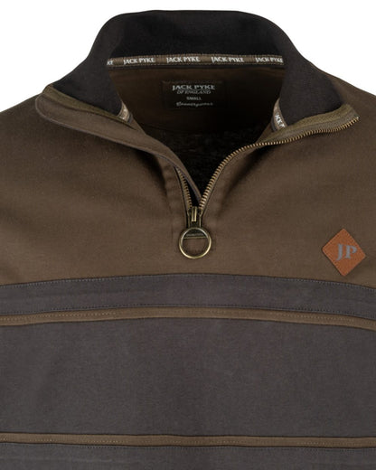 Green coloured Jack Pyke Mens Half Zip Contrast Sweatshirt on white background 