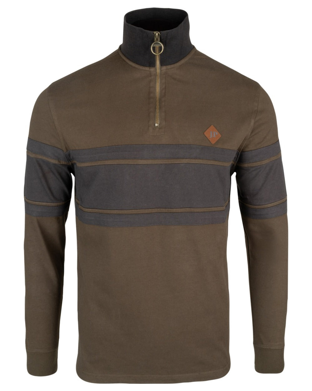 Green coloured Jack Pyke Mens Half Zip Contrast Sweatshirt on white background 