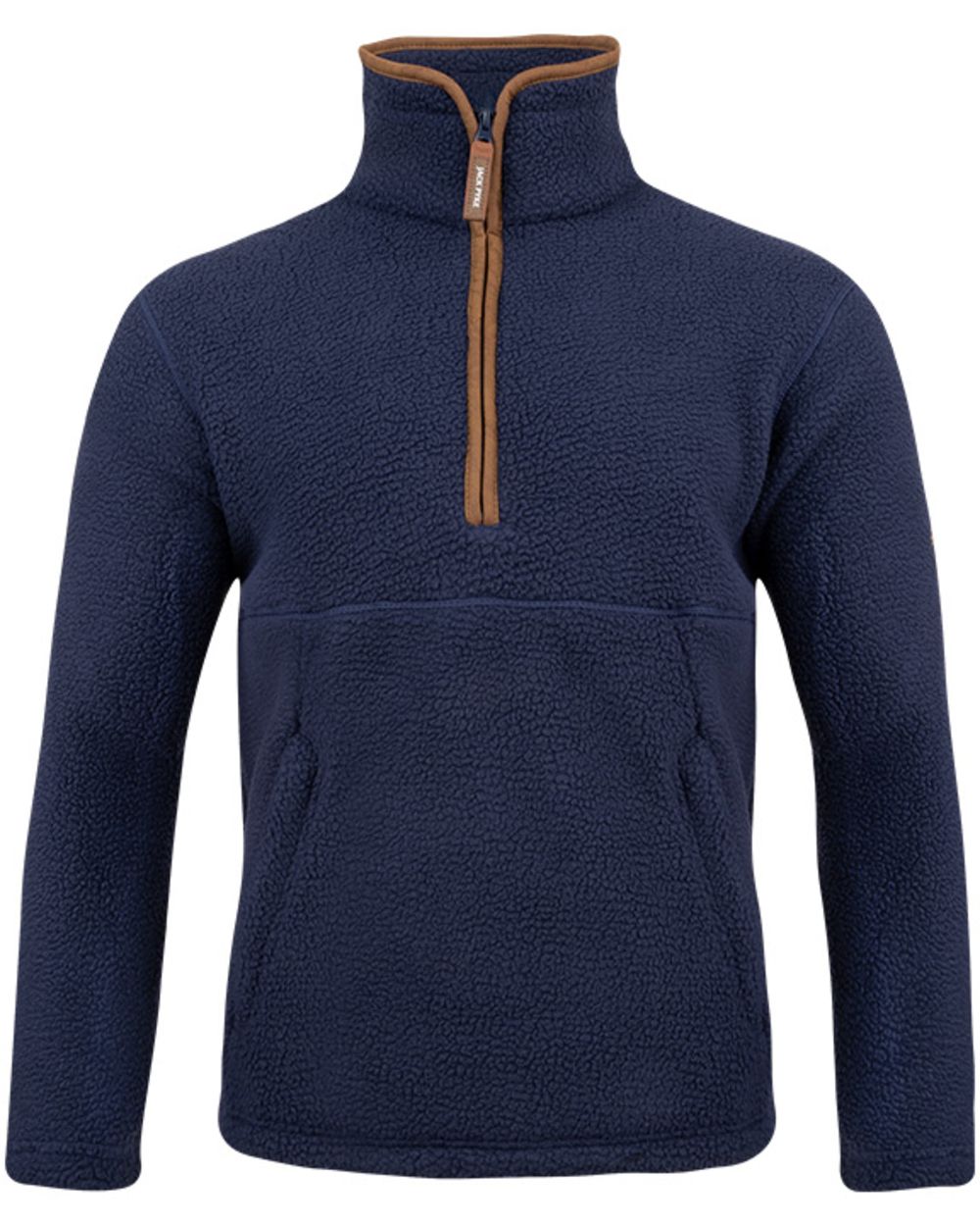 Navy coloured Jack Pyke Mens Half Zip Sherpa Fleece Pullover on white background 