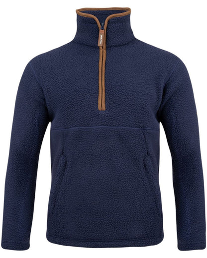 Navy coloured Jack Pyke Mens Half Zip Sherpa Fleece Pullover on white background 
