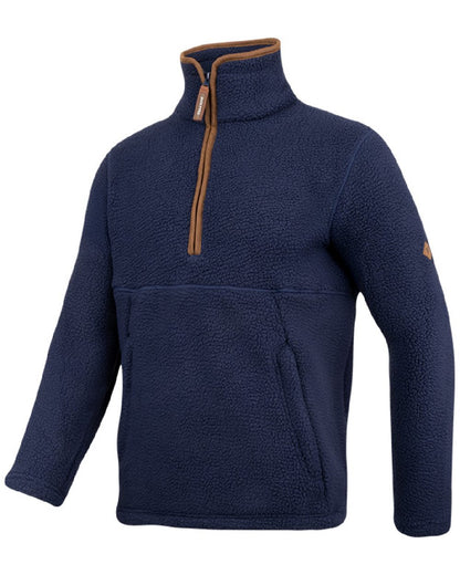 Navy coloured Jack Pyke Mens Half Zip Sherpa Fleece Pullover on white background 
