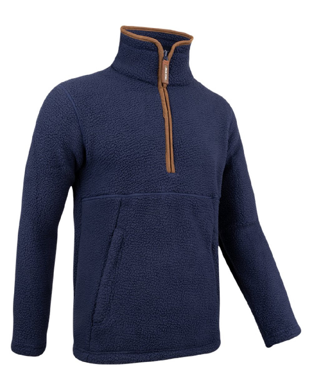 Navy coloured Jack Pyke Mens Half Zip Sherpa Fleece Pullover on white background 