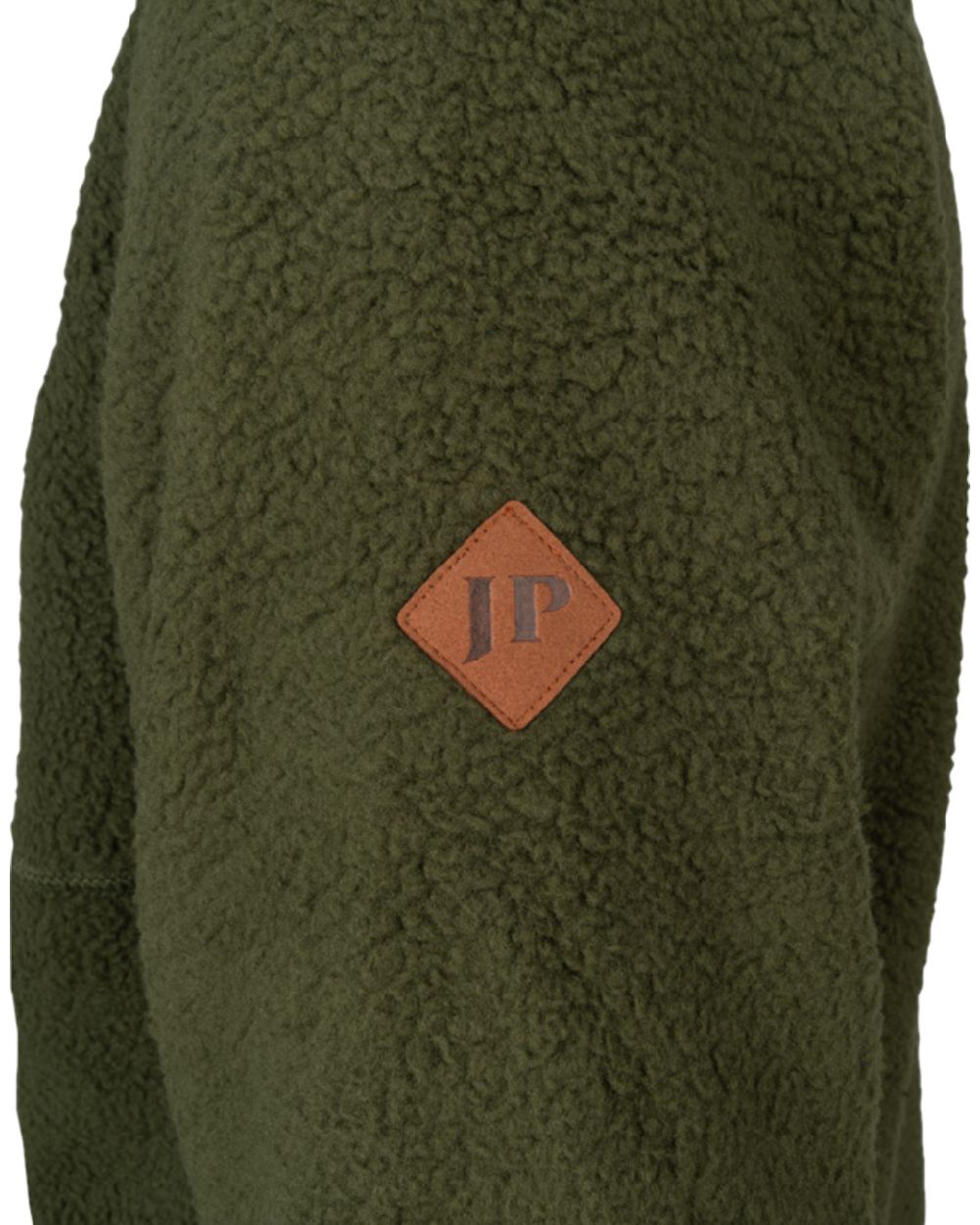Olive Coloured Jack Pyke Mens Half Zip Sherpa Fleece Pullover on white background 