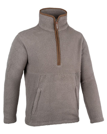 Shiitake coloured Jack Pyke Mens Half Zip Sherpa Fleece Pullover on white background 