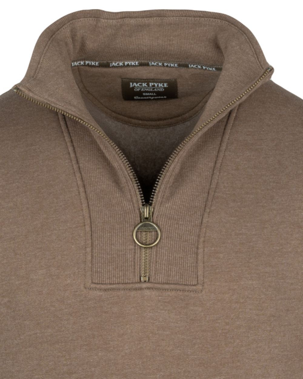 Barley coloured Jack Pyke Mens Half Zip Sweatshirt on white background 