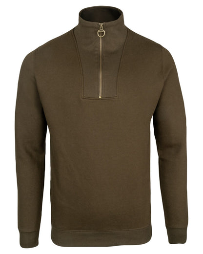 Dark Olive coloured Jack Pyke Mens Half Zip Sweatshirt on white background 