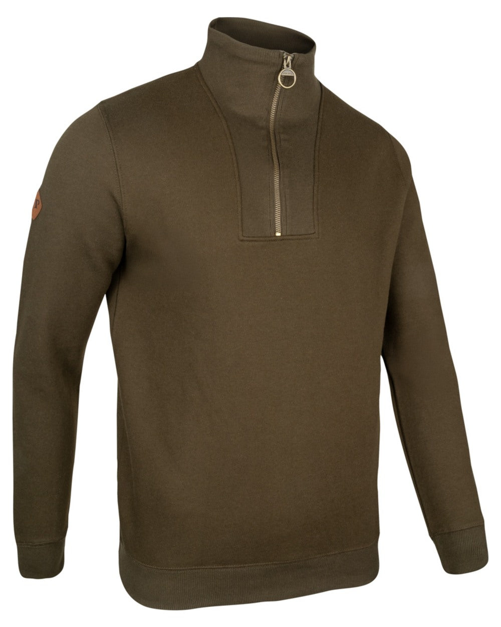 Dark Olive coloured Jack Pyke Mens Half Zip Sweatshirt on white background 