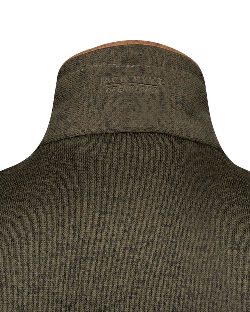 Dark Olive Coloured Jack Pyke Mens Melange Fleece Gilet on white background 